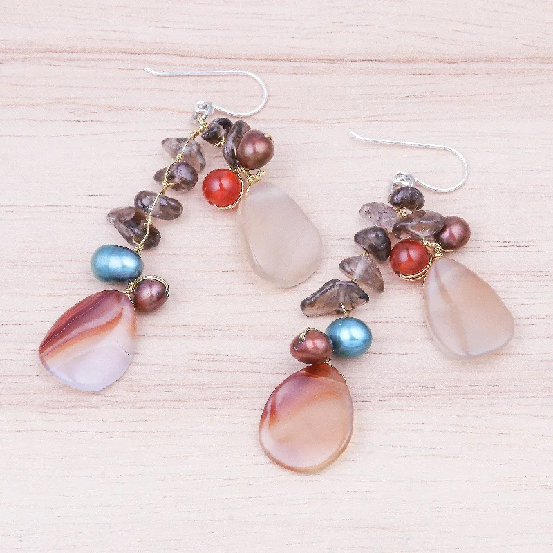 Novica Handmade Summers End Multi-Gemstone Dangle Earrings