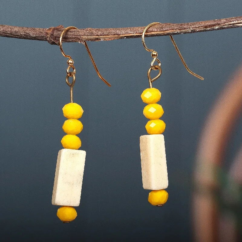 Novica Handmade Sunny Dziedzorm Recycled Glass Beaded Dangle Earrings