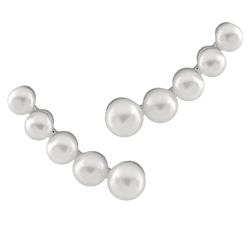 Sterling Silver 5 Freshwater Pearl Earring Climbers